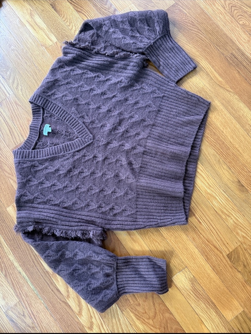 Pilcro V-Neck Drop Shoulder Cable Sweater Size M - Picture 3 of 5